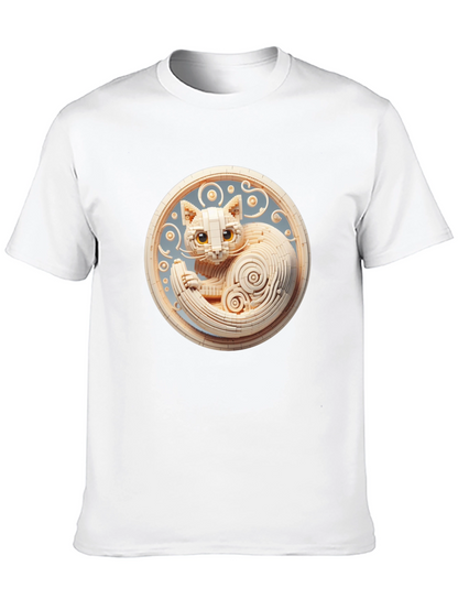 Black T-Shirt with 3D Cat Design