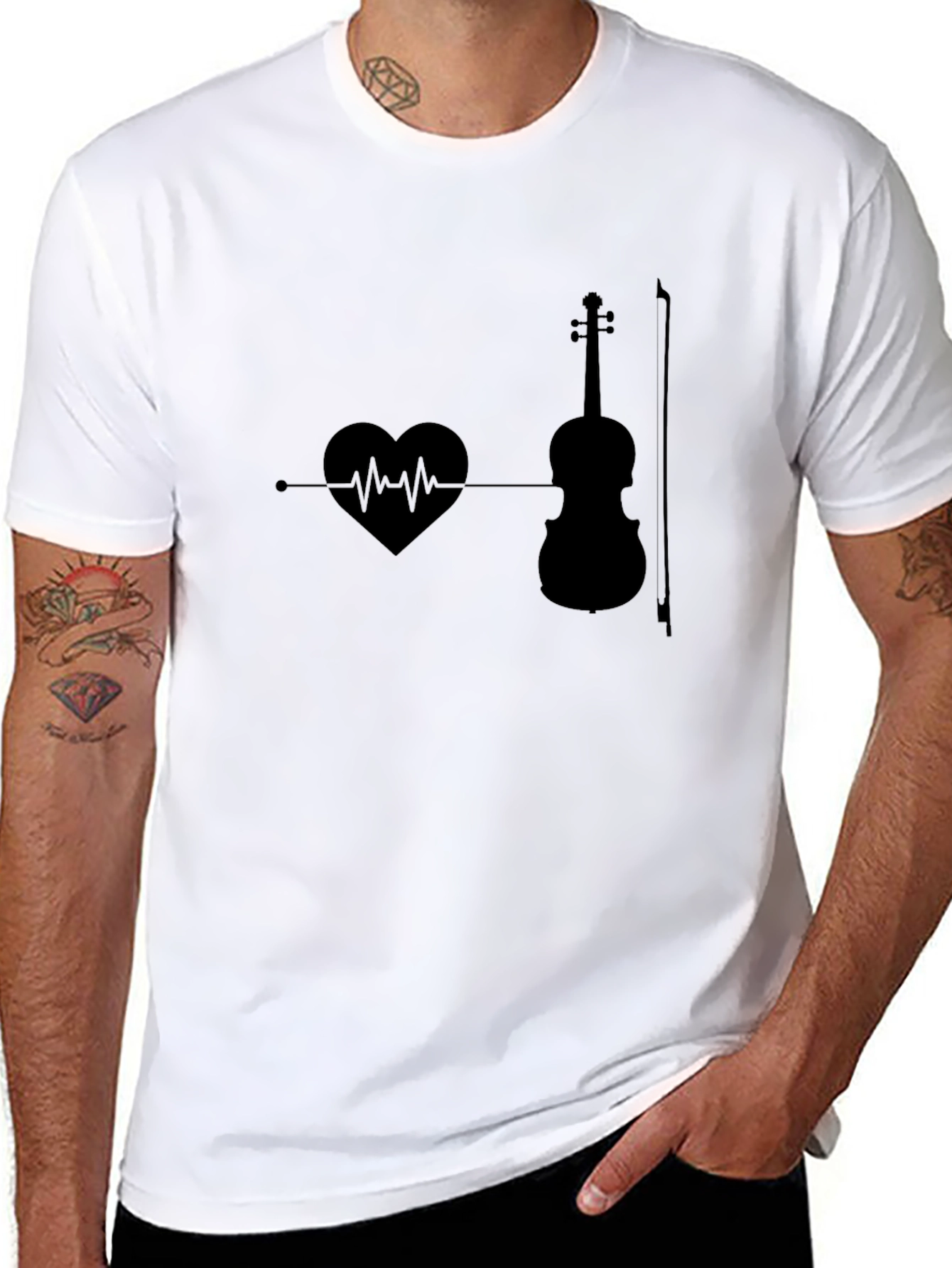 Heartbeat Violin T-Shirt - Music Lover Tee