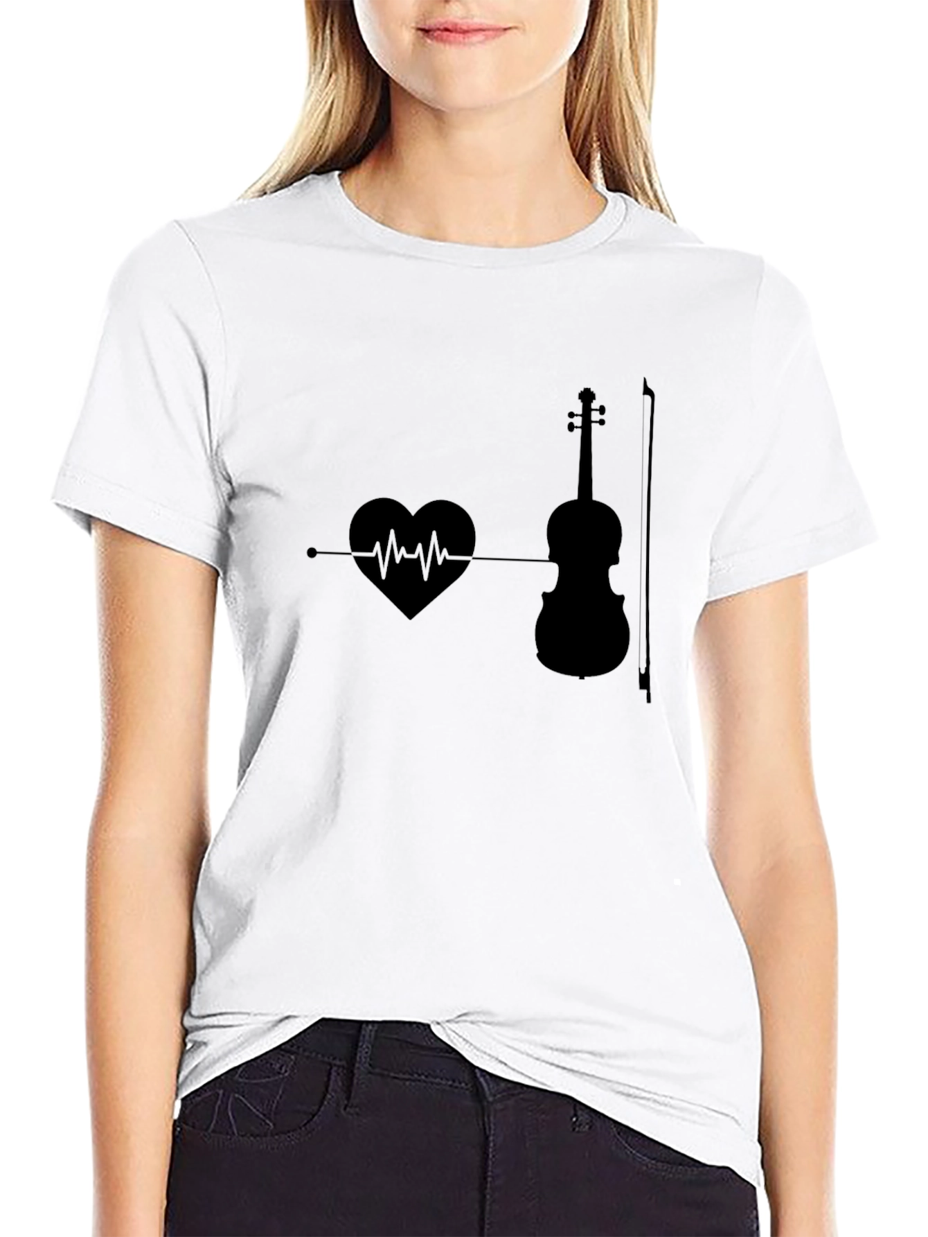 Heartbeat Violin T-Shirt - Music Lover Tee