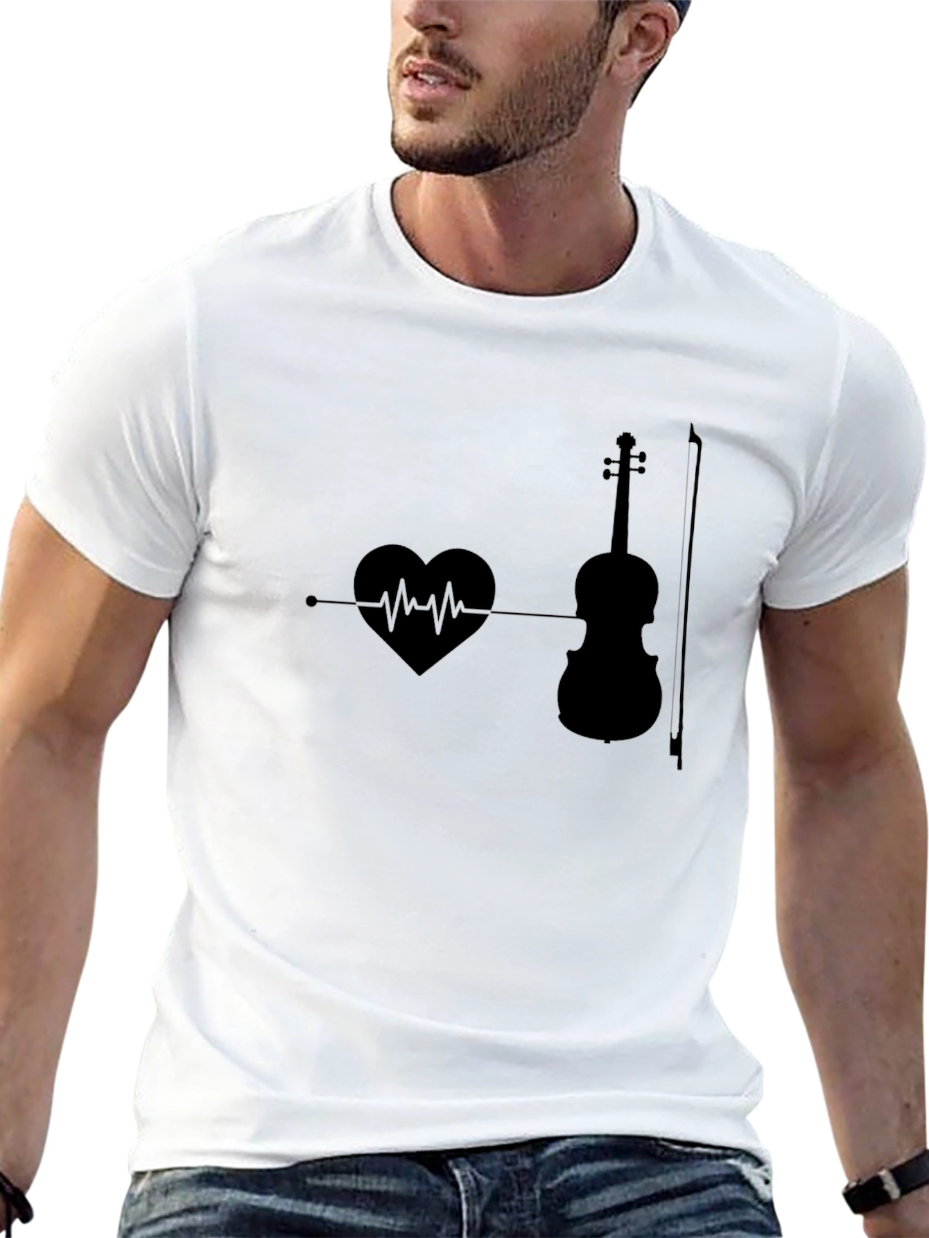 Heartbeat Violin T-Shirt - Music Lover Tee