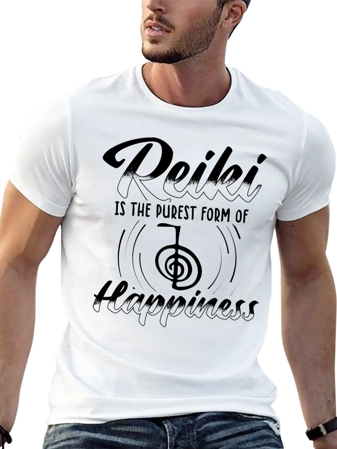 Reiki Happiness Black T-Shirt