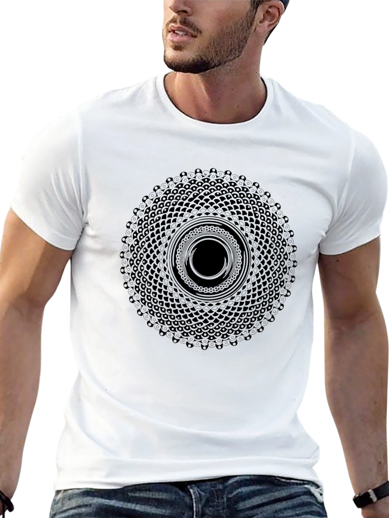 Geometric Mandala Black T-Shirt