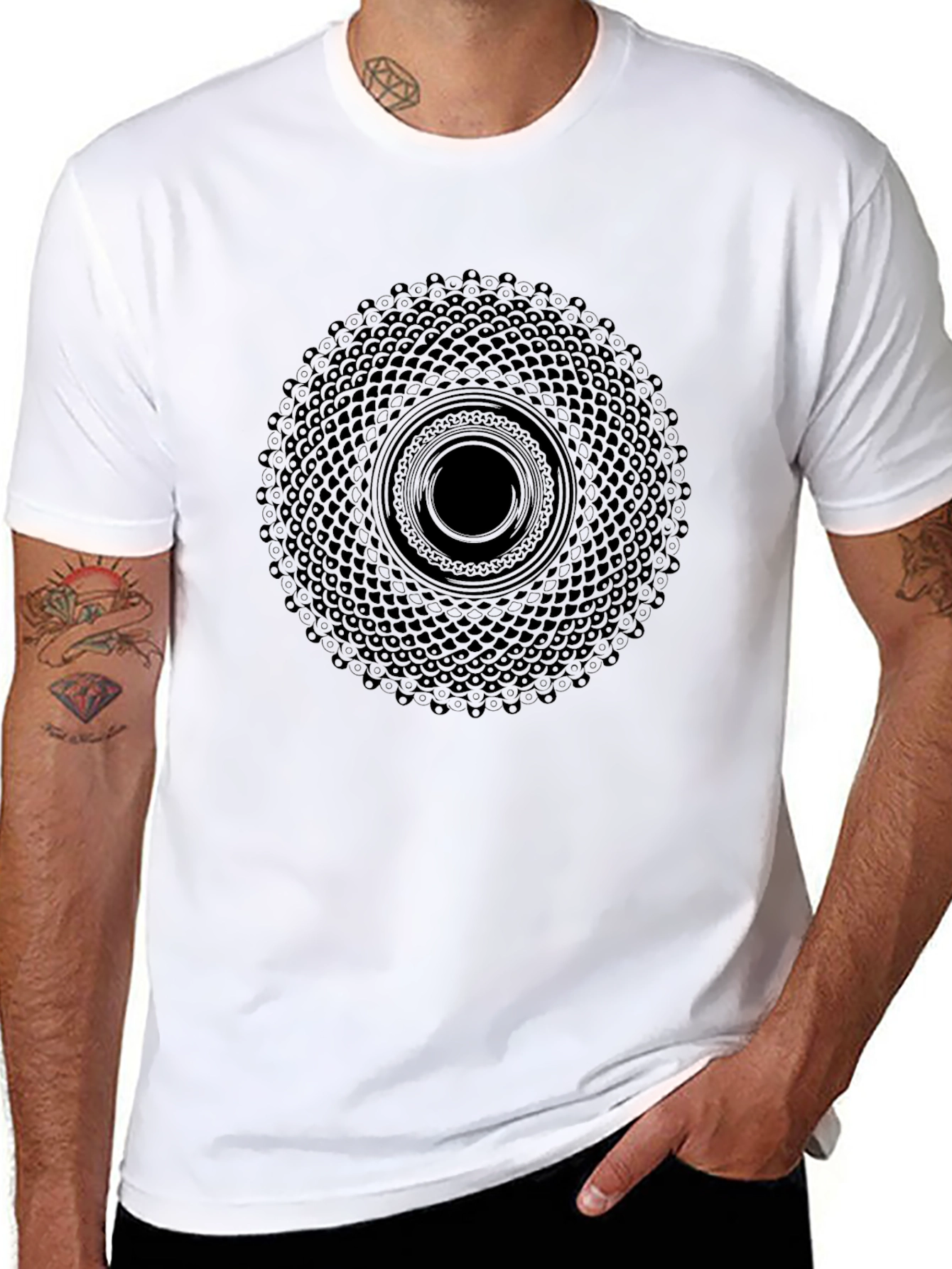 Geometric Mandala Black T-Shirt