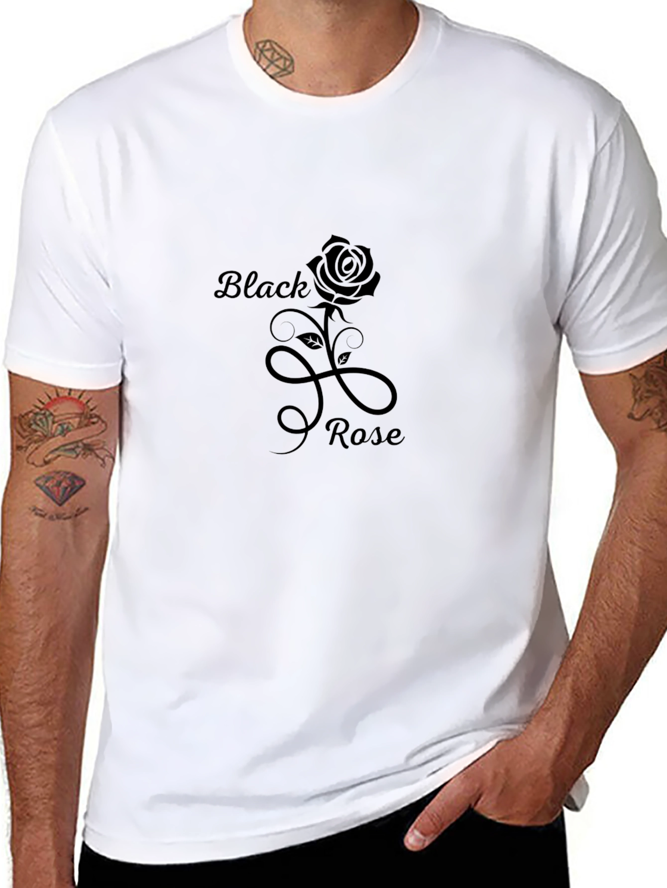 Black Rose Graphic T-Shirt - Stylish Mens Tee