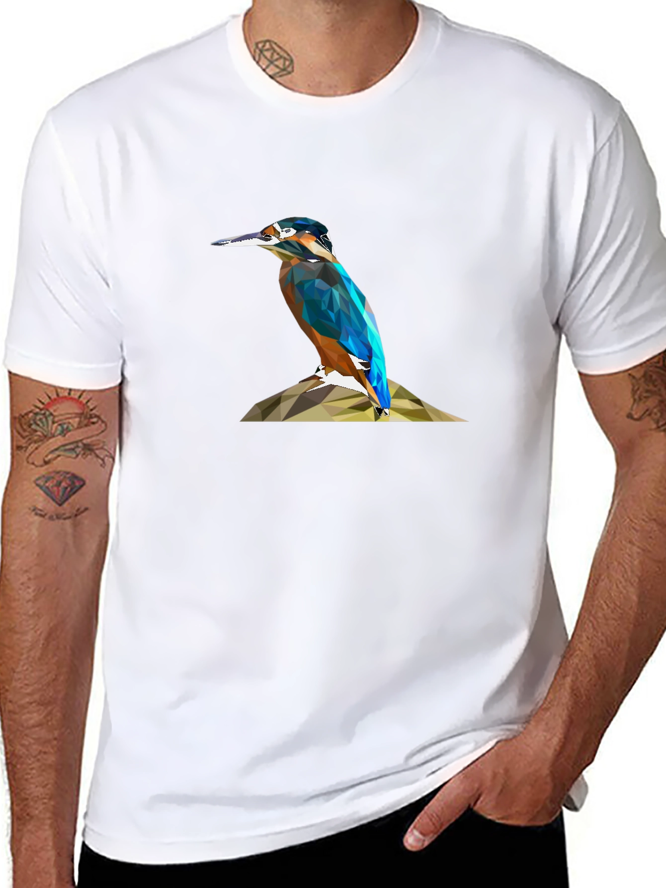 Geometric Kingfisher Print T-Shirt
