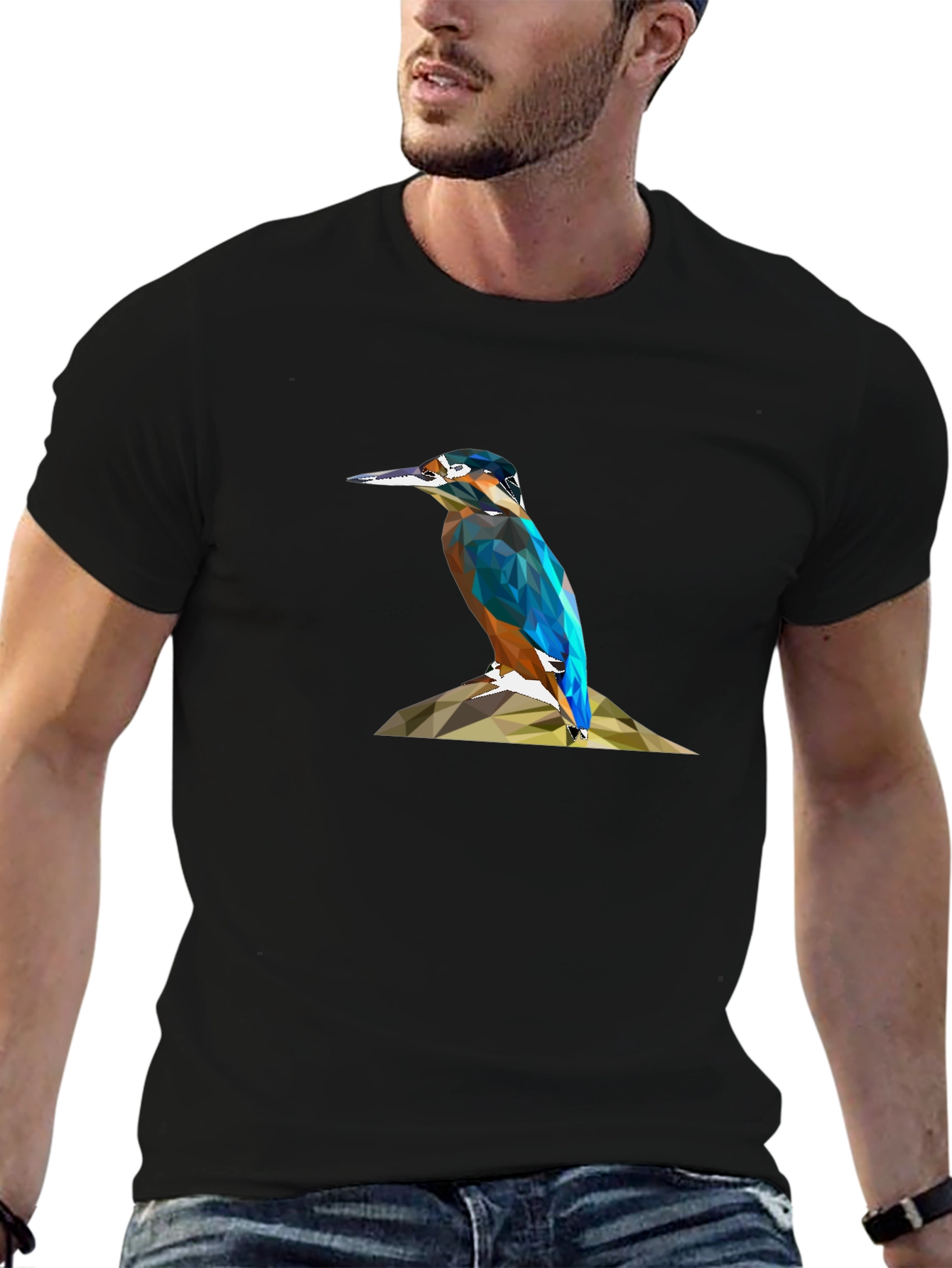 Geometric Kingfisher Print T-Shirt