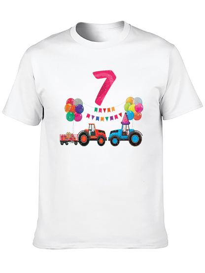 Kids 7th Birthday Tractor T-Shirt