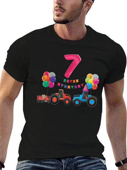 Kids 7th Birthday Tractor T-Shirt