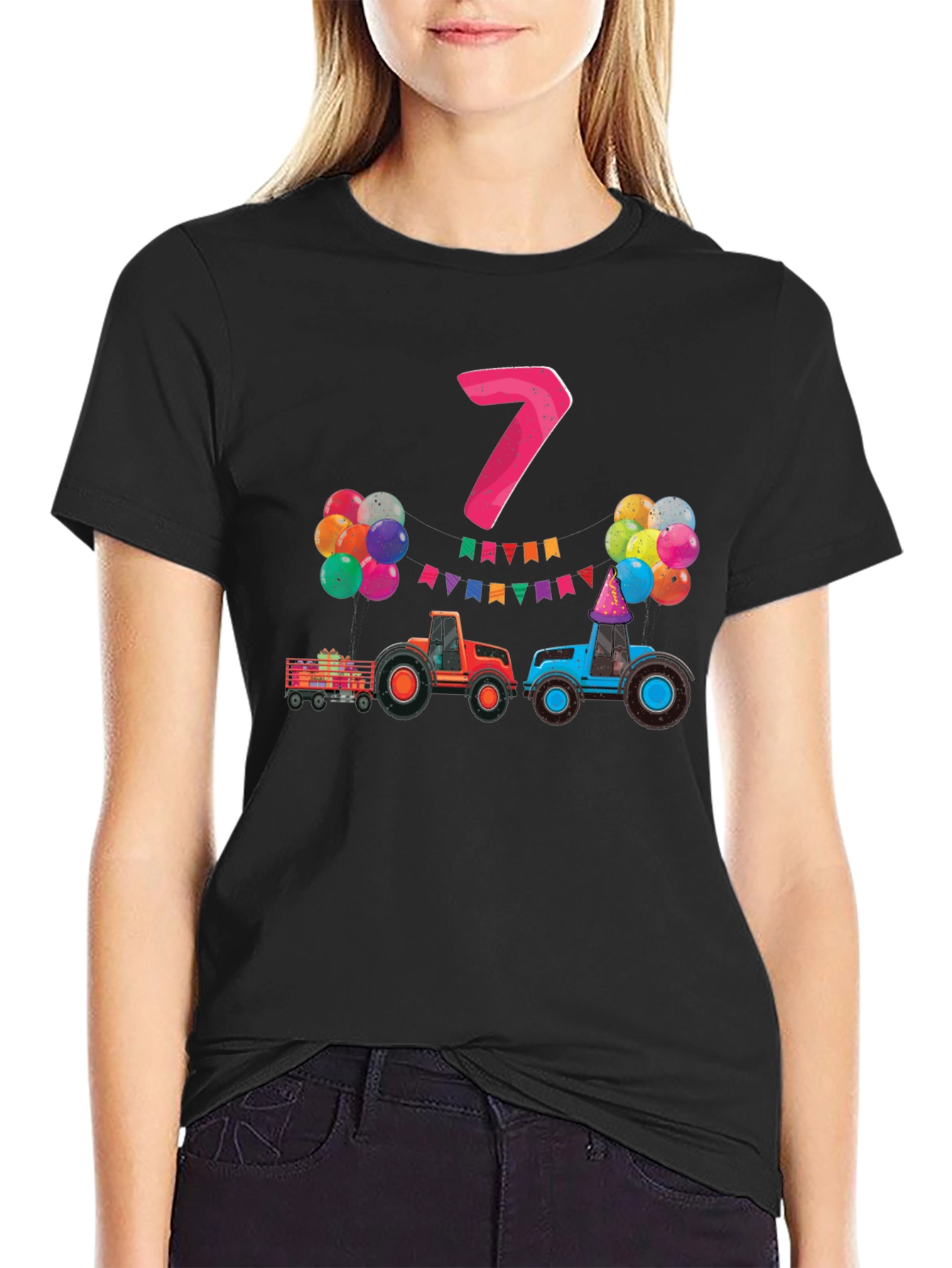 Kids 7th Birthday Tractor T-Shirt