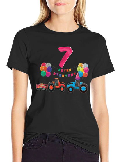 Kids 7th Birthday Tractor T-Shirt