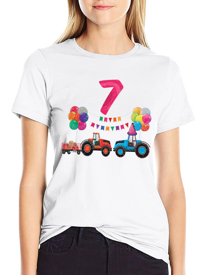 Kids 7th Birthday Tractor T-Shirt