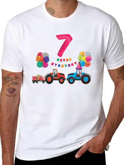 Kids 7th Birthday Tractor T-Shirt