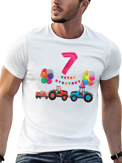 Kids 7th Birthday Tractor T-Shirt
