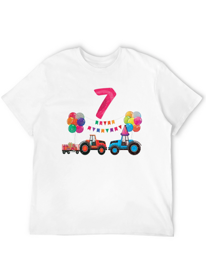 Kids 7th Birthday Tractor T-Shirt