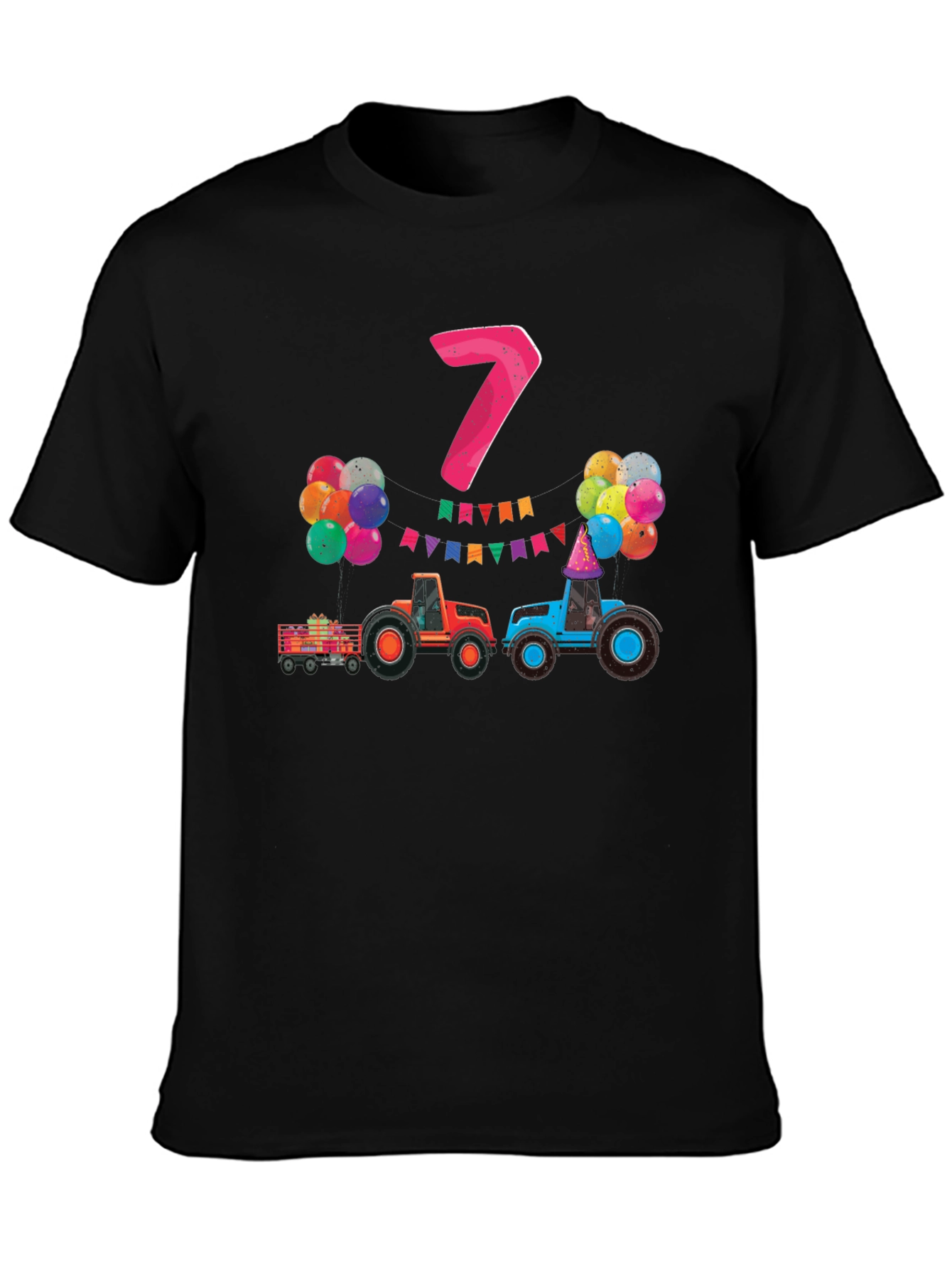 Kids 7th Birthday Tractor T-Shirt