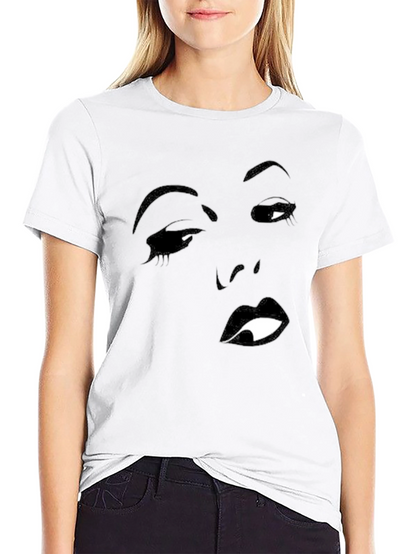 Black T-Shirt with Face Silhouette Graphic