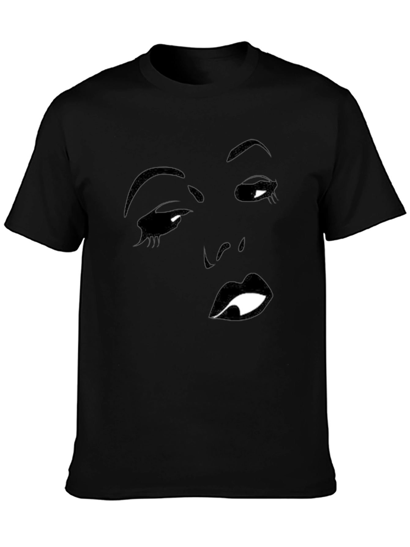 Black T-Shirt with Face Silhouette Graphic