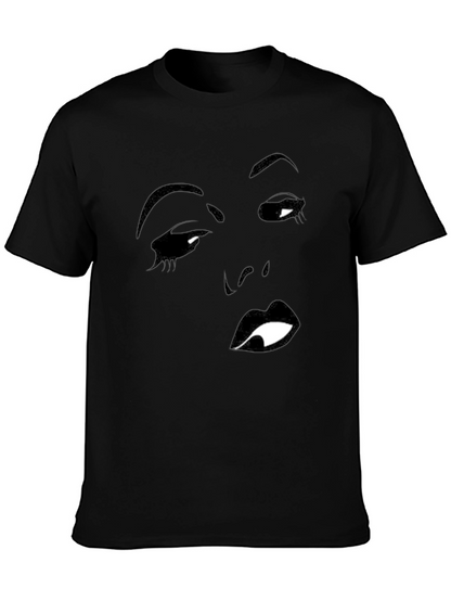 Black T-Shirt with Face Silhouette Graphic