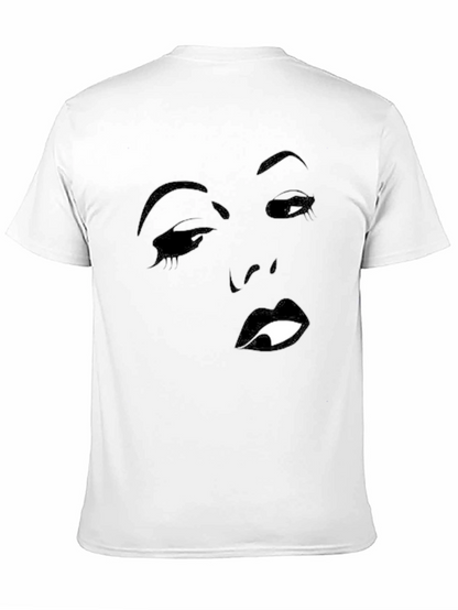 Black T-Shirt with Face Silhouette Graphic