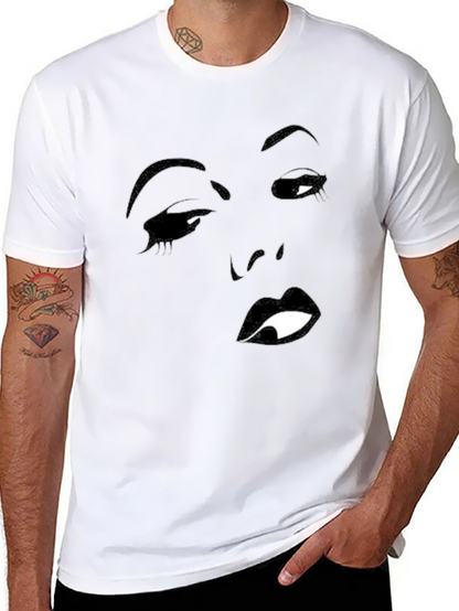 Black T-Shirt with Face Silhouette Graphic