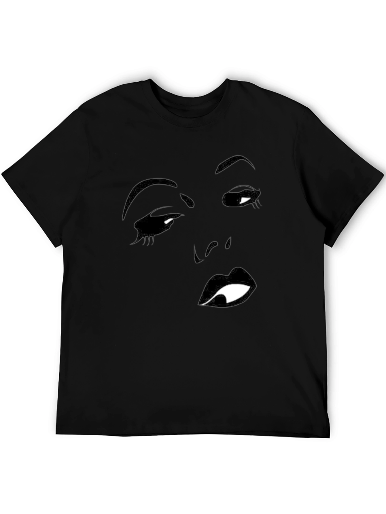Black T-Shirt with Face Silhouette Graphic