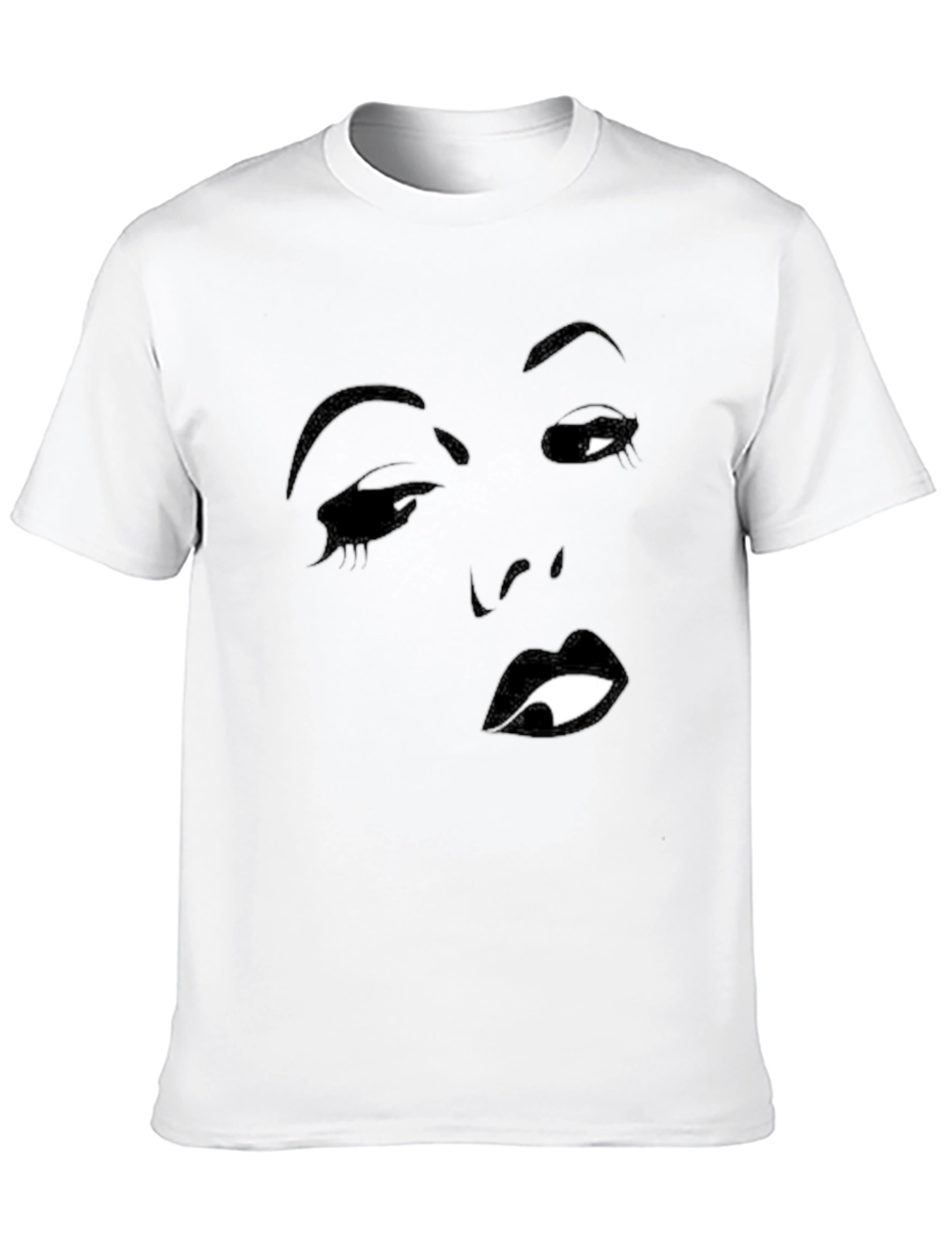 Black T-Shirt with Face Silhouette Graphic