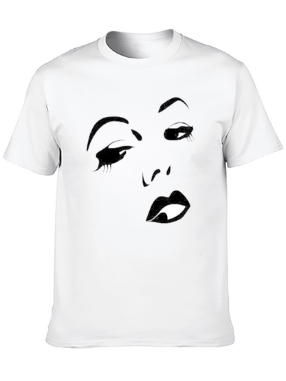 Black T-Shirt with Face Silhouette Graphic