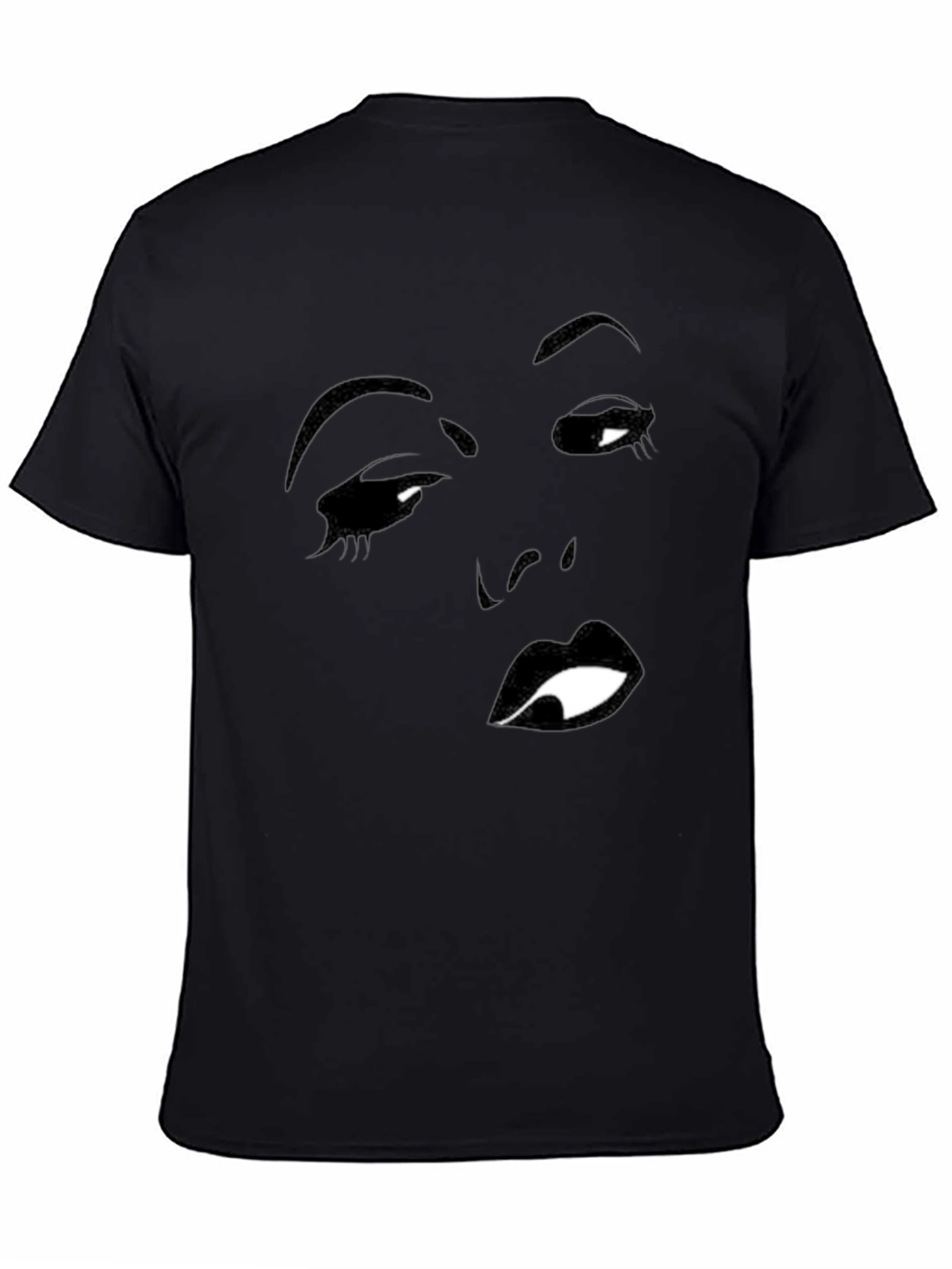 Black T-Shirt with Face Silhouette Graphic
