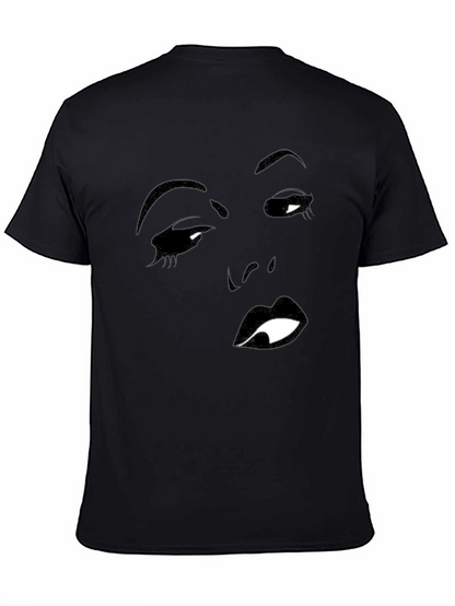 Black T-Shirt with Face Silhouette Graphic