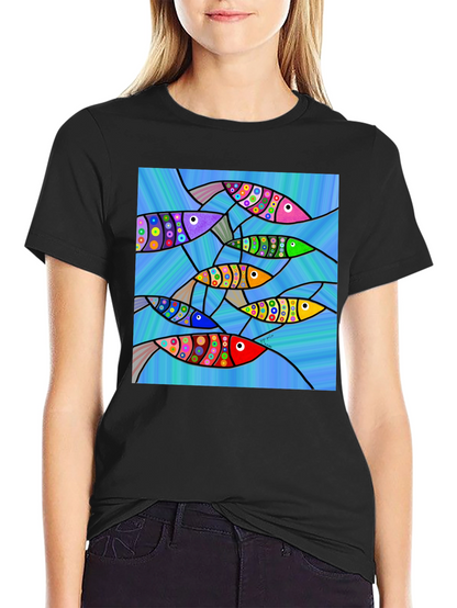 Abstract Fish Art Graphic T-Shirt