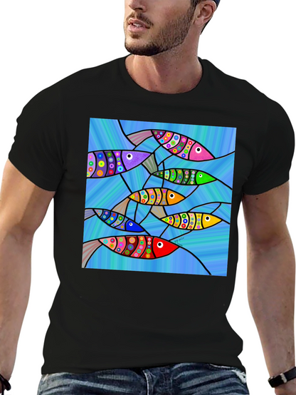 Abstract Fish Art Graphic T-Shirt