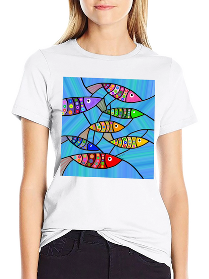 Abstract Fish Art Graphic T-Shirt