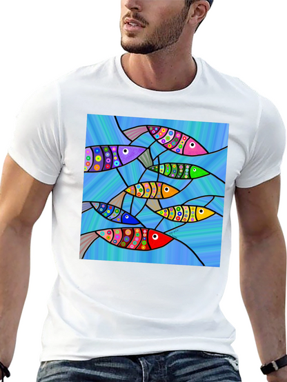 Abstract Fish Art Graphic T-Shirt