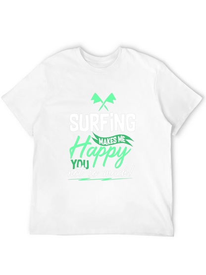 Surfing Makes Me Happy T-Shirt - Black
