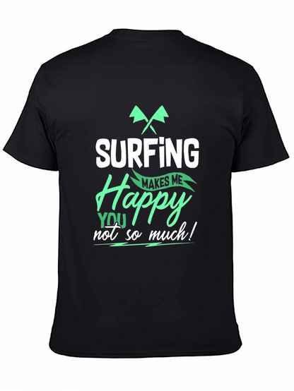 Surfing Makes Me Happy T-Shirt - Black