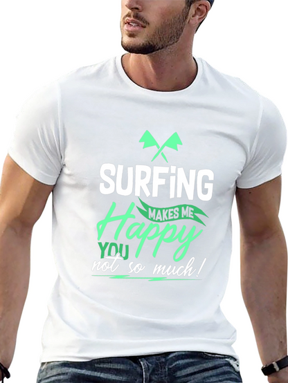 Surfing Makes Me Happy T-Shirt - Black