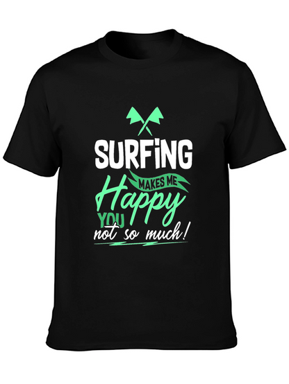Surfing Makes Me Happy T-Shirt - Black