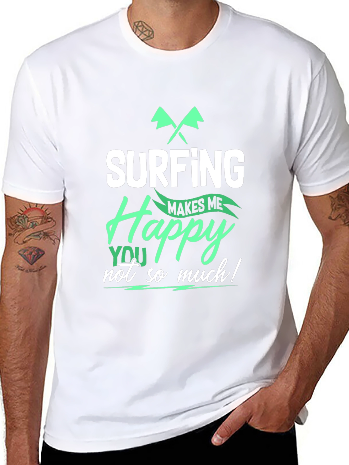 Surfing Makes Me Happy T-Shirt - Black