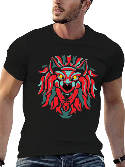 Bold Wolf Graphic Tee - Stylish Mens Black T-Shirt