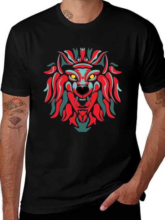 Bold Wolf Graphic Tee - Stylish Mens Black T-Shirt