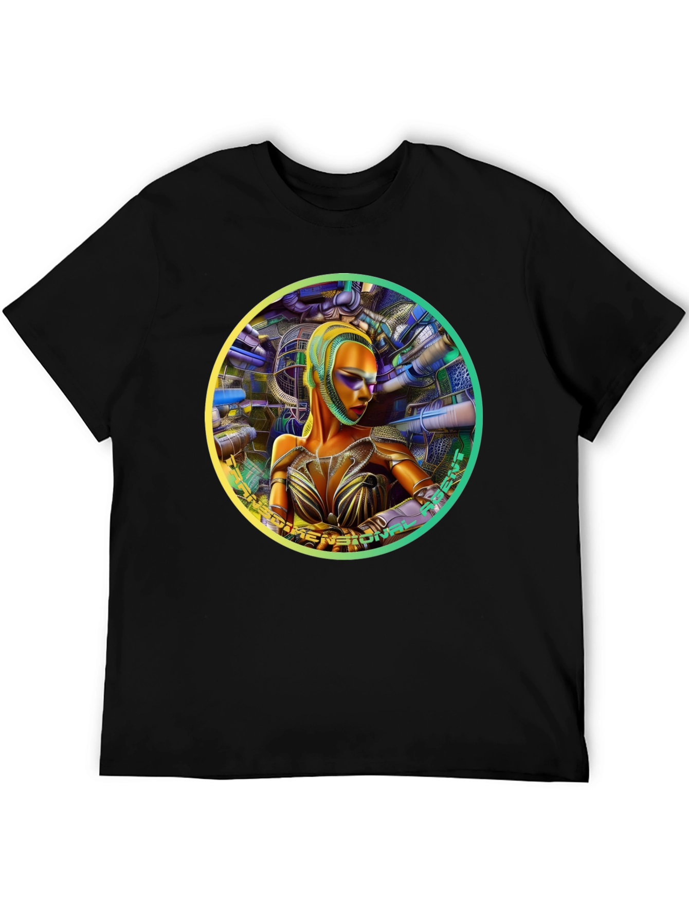 Futuristic Woman Graphic Tee - Dimensional Art Shirt