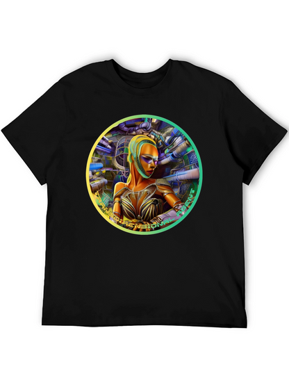 Futuristic Woman Graphic Tee - Dimensional Art Shirt