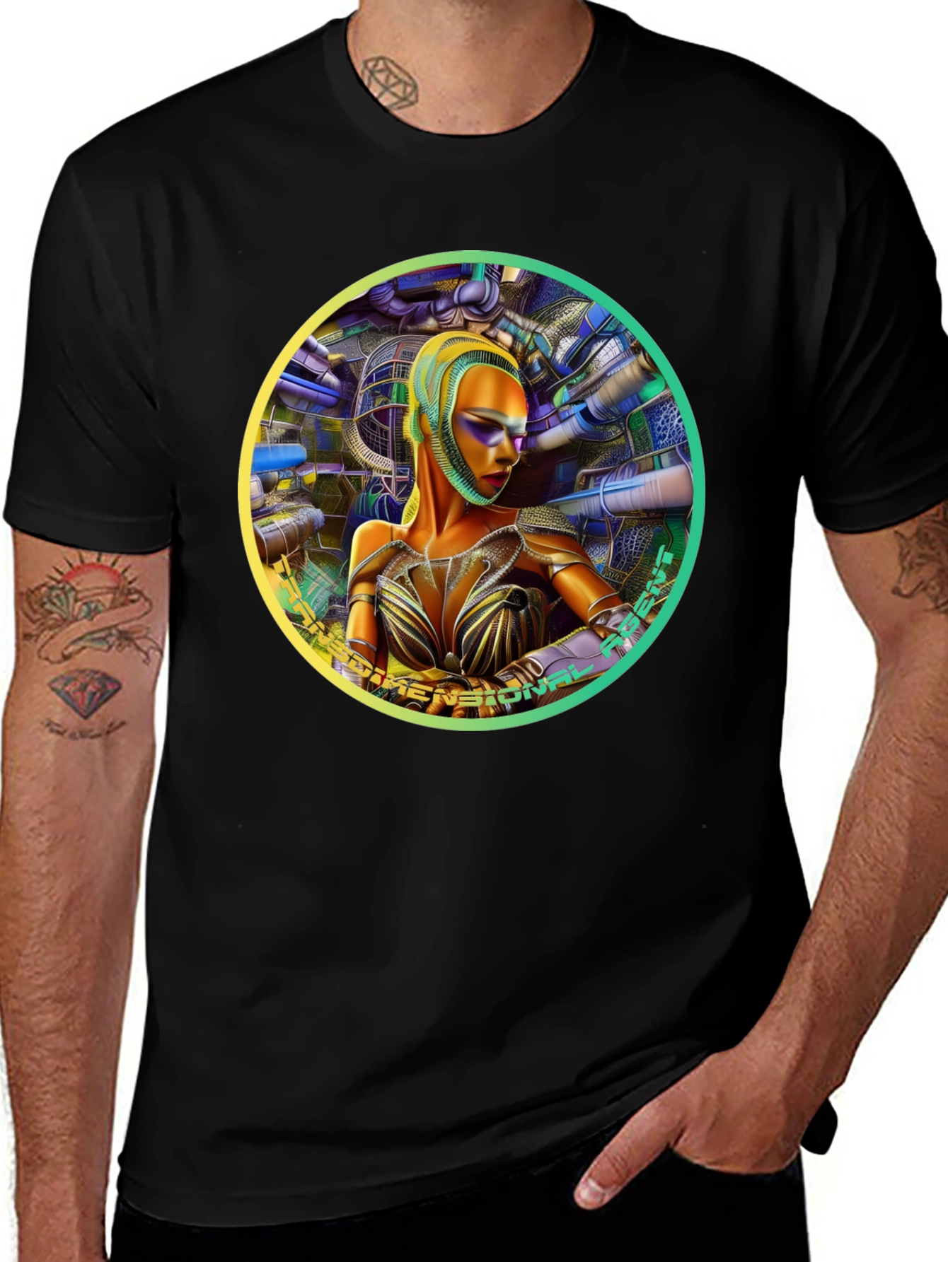 Futuristic Woman Graphic Tee - Dimensional Art Shirt