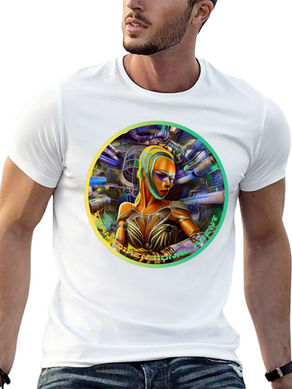 Futuristic Woman Graphic Tee - Dimensional Art Shirt