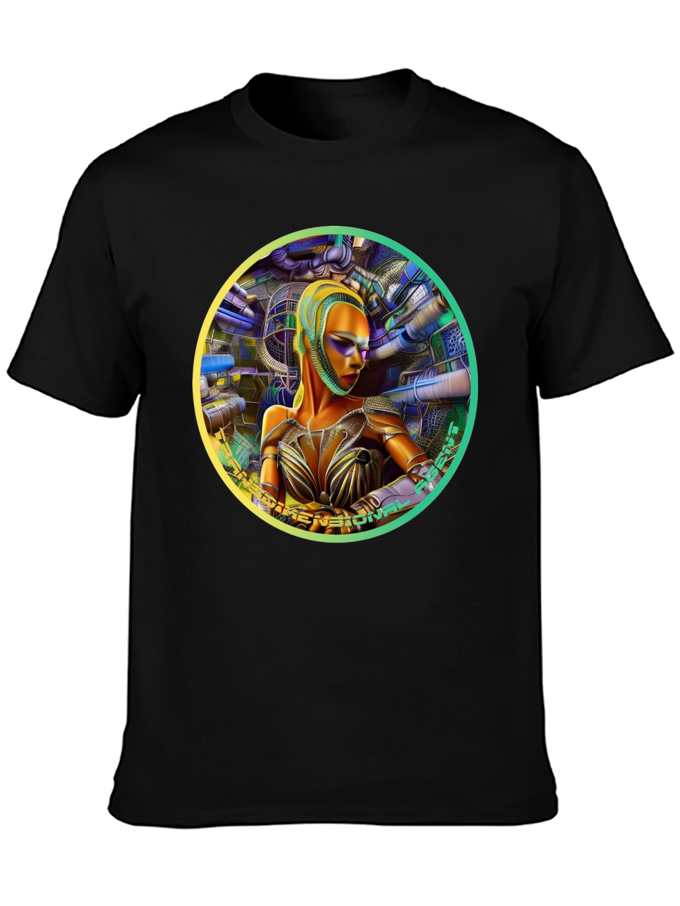 Futuristic Woman Graphic Tee - Dimensional Art Shirt