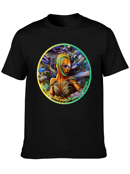Futuristic Woman Graphic Tee - Dimensional Art Shirt