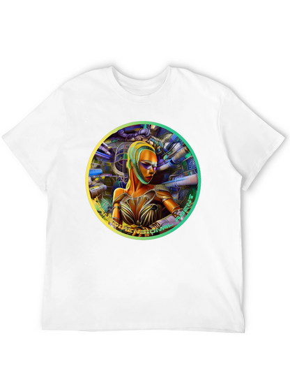 Futuristic Woman Graphic Tee - Dimensional Art Shirt