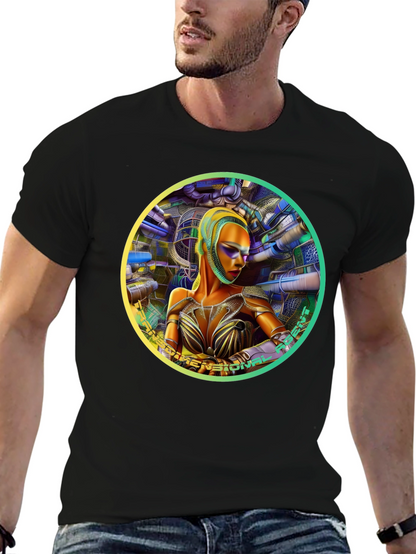 Futuristic Woman Graphic Tee - Dimensional Art Shirt