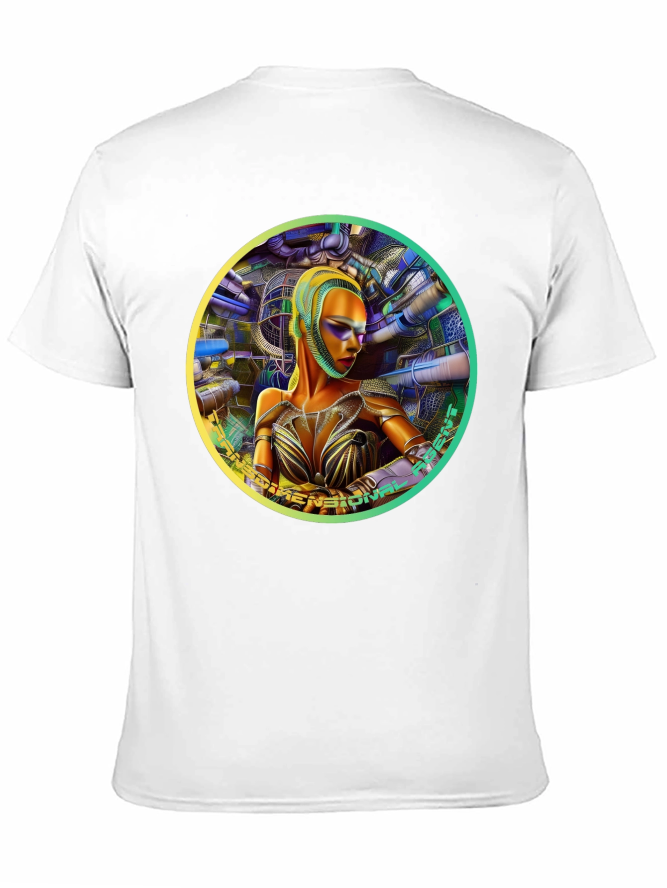 Futuristic Woman Graphic Tee - Dimensional Art Shirt