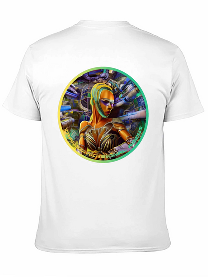 Futuristic Woman Graphic Tee - Dimensional Art Shirt